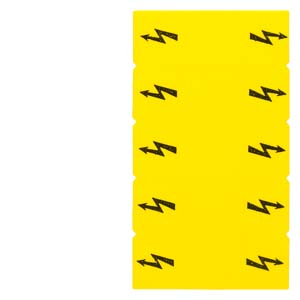 inscription label, with lightning symbol, vertical, terminal width: 12.2 mm, yellow